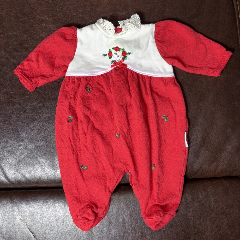 Little Me Baby Girls Sz. 3 Months Christmas Holiday One-Piece